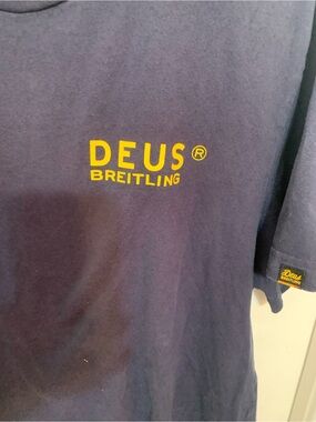 Breitling Navy T-Shirt with Yellow DEUS Logo